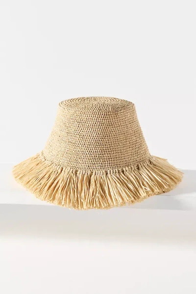 Alemais Michelle Raffia Fringed Bucket Hat In Brown