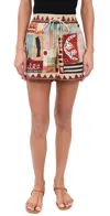 Alemais Michelle Multicolor Shorts With Drawstring Waist And All-over Geometric Motif In Linen Woman In Multi