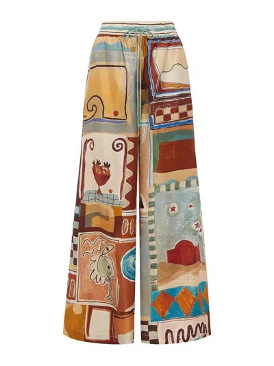 Alemais `michelle` Silk Pants In Blue