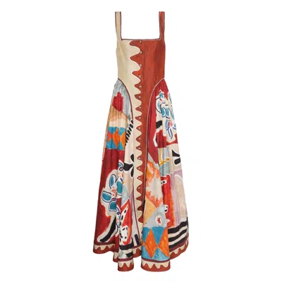 Alemais Michelle Square Neck Midi Dress Multi In Neutral