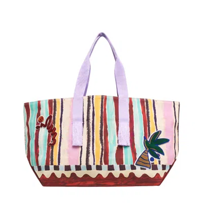 Alemais Michelle Stripe Patch Beach Tote In Multi