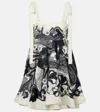 Alemais Mickey Floral-print Linen Mini Dress In Blue