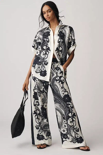 Alemais Mickey Linen Wide-leg Pants In Blue
