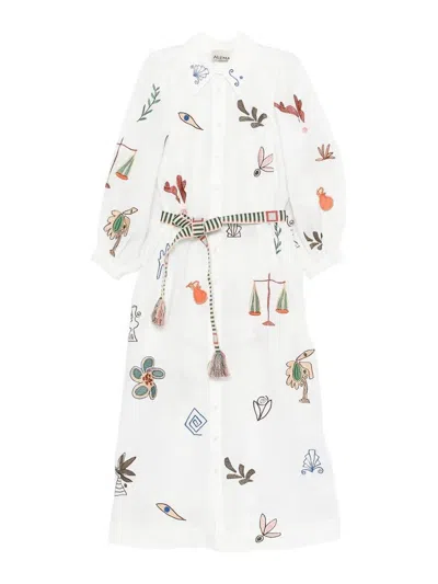 Alemais `mina` Embroidered Shirt Dress In Cream