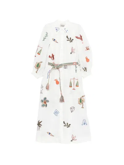 Alemais `mina` Embroidered Shirt Dress In White