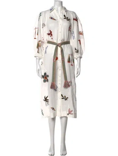 Pre-owned Alemais Mina Midi Length Dress In White
