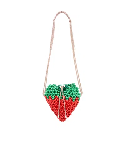 Alemais Mini Beaded Strawberry-shaped Belt Bag In Multi