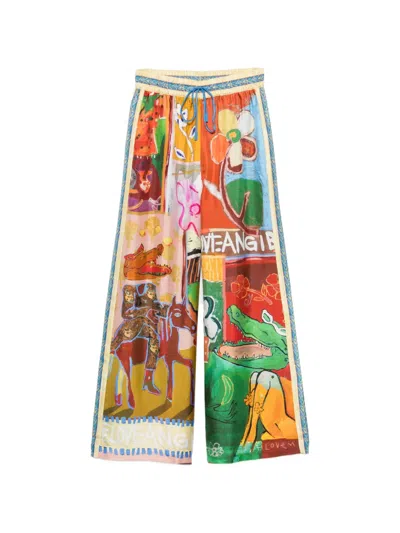Alemais Mlak Graphic-print Palazzo Pants In Yellow