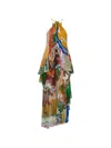 Alemais Mlak Graphic-print Tiered Asymmetric Gown In Yellow
