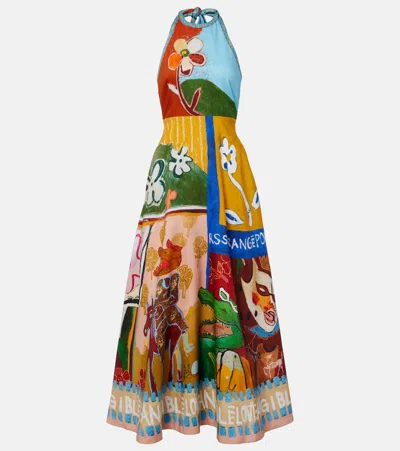 Alemais Alémais Mlak Printed Linen-blend Midi Dress In Multi