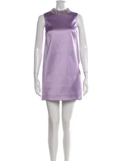 Pre-owned Alemais Mock Neck Mini Dress In Purple