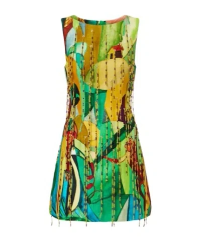 Alemais Mokshini Beaded Linen-blend Minidress In Multi