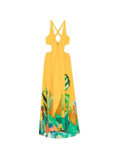 Alemais Mokshini Graphic-print Cut-out Maxi Dress In Multi