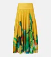 Alemais Mokshini Printed Cotton Poplin Maxi Skirt In Yellow