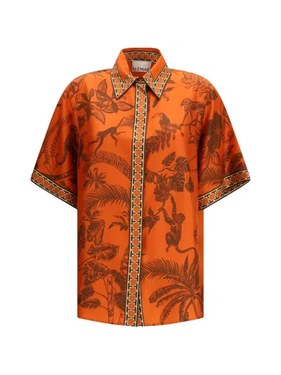 Alemais Monkey Dance Silk Shirt In Orange