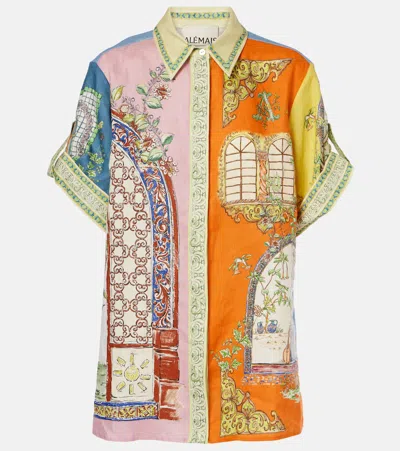 Alemais Monte Button Down Shirt In Orange Multi