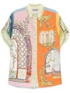 Alemais Multicoloured Colour-block Linen Shirt In Orange