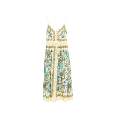 Alemais Womens Sophia Printed Linen Midi Dress Multi In White