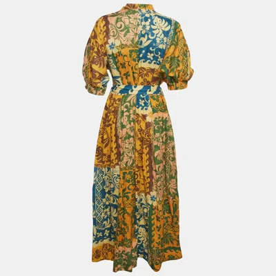 Alemais Multicolor Printed Linen Tie Detail Maxi Dress