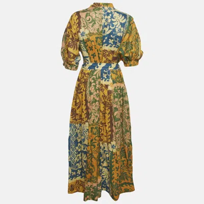 Pre-owned Alemais Multicolor Printed Linen Tie Detail Maxi Dress M