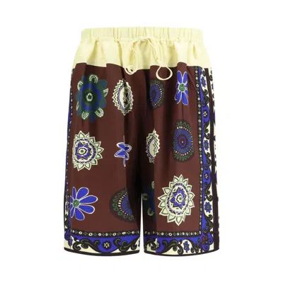 Alemais Multicolor Viscose Bermuda Shorts In Brown