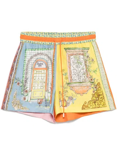 ALEMAIS ALEMAIS MULTICOLOURED COLOUR-BLOCKED MONTE SHORTS