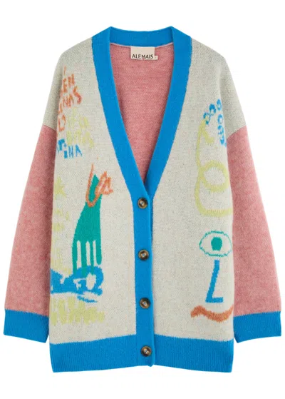 Alemais Nadia Colour-blocked Mohair-blend Cardigan In Multicoloured
