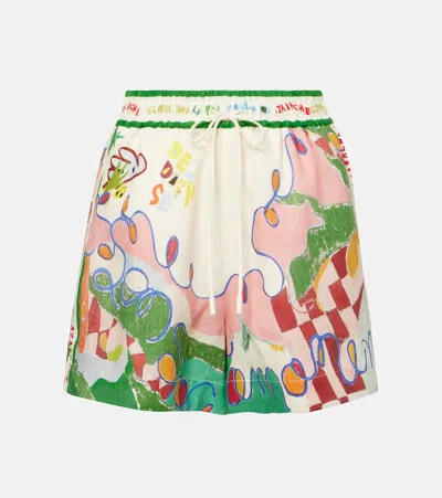 Alemais Nadia Printed High-rise Linen Shorts In Multi