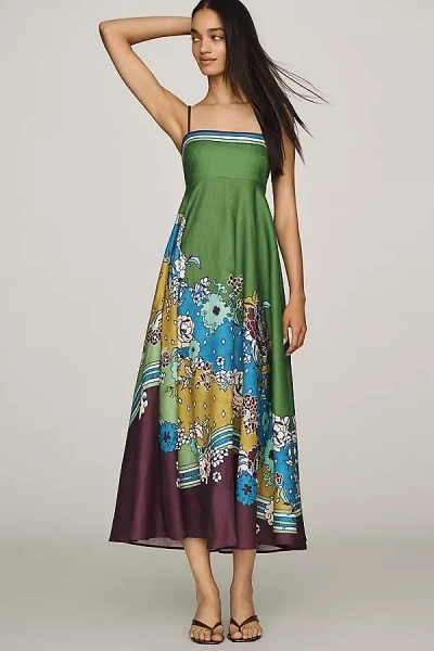 Alemais Nanci Linen Midi Dress In Green