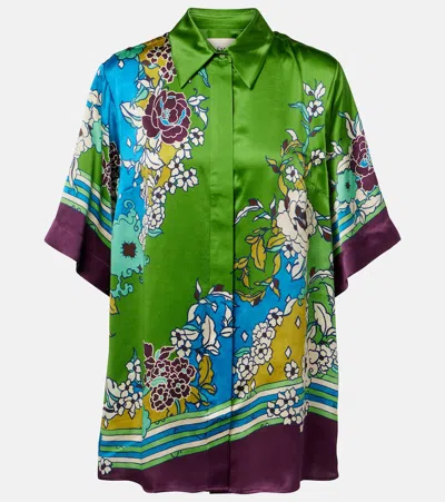 Alemais Alémais Nanci Printen Silk Satin Shirt In Multi
