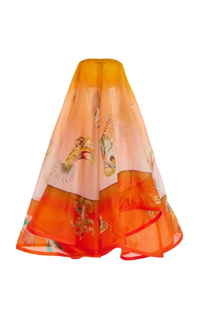 Alemais Neptune Silk Organza Strapless Midi Dress In Multi