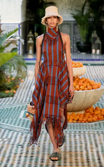 Alemais Noura Fringed Cotton Midi Dress