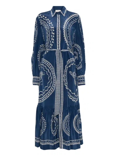 Alemais Ocean Midi Dress In Blue