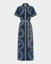 Alemais Oceane Short-sleeve Linen Midi Shirt Dress In Navy