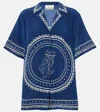 Alemais Oceane Printed Silk Shirt In Blue