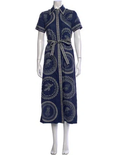 Pre-owned Alemais Oceane Shirt Dress Midi Length Dress In Blue