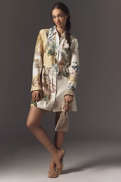 Alemais Oleander Linen Long-sleeve Mini Shirtdress In Multicolor