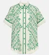 Alemais Olive Printed Cotton And Silk Shirt In White