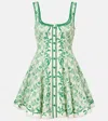 Alemais Olive Printed Linen And Cotton Minidress In Green