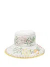 Alemais Olivia Embroidered Linen Bucket Hat In White