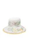 Alemais Olivia Embroidered Linen Bucket Hat In Beige