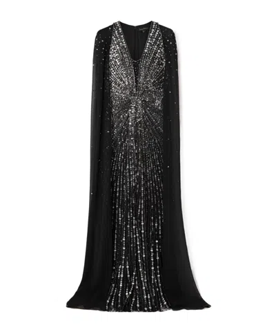 Alemais One-shoulder Gathered Printed Recycled Satin-twill Dress In Black