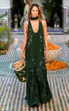 Alemais Ophira Sequined Georgette Gown In Green