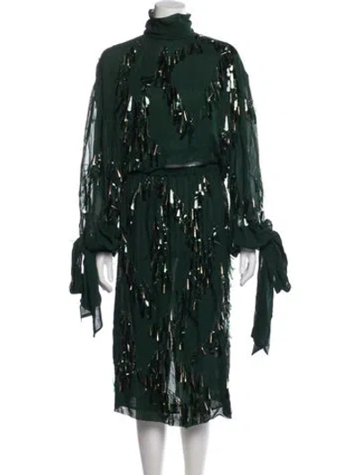 Pre-owned Alemais Ophira Set Patterned Skirt Set In Green