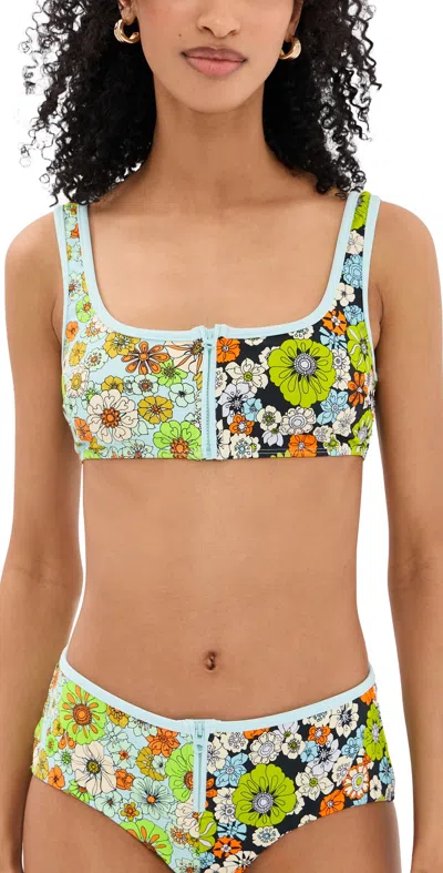 Alemais Orange Blossom Zip Scoop Bikini Top Multi