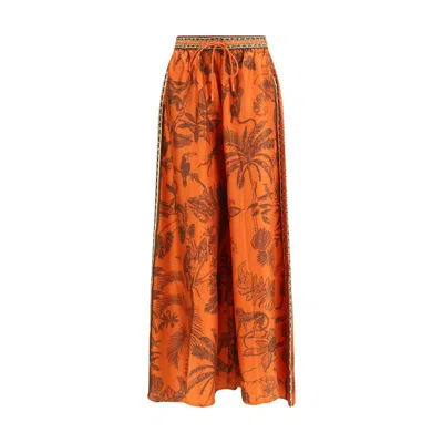 Alemais Monkey-print Palazzo Pants In Orange