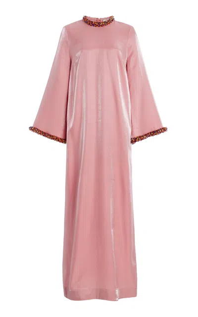 Alemais Orion Beaded Crepe Maxi Dress In Pink