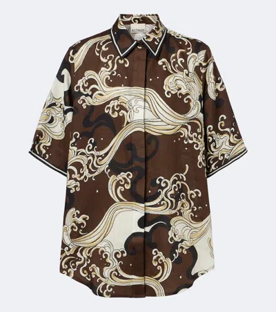 Alemais Otis Wave-print Shirt In Green