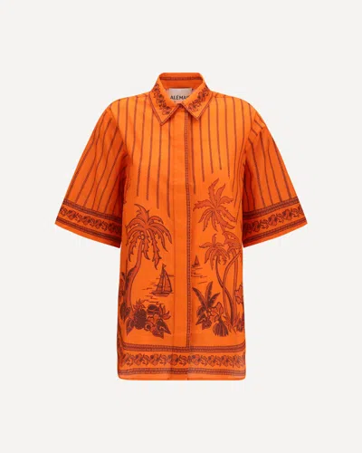 Alemais Oversized Printed Shirt In Orange