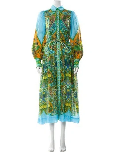 Pre-owned Alemais Paisley Print Long Dress In Blue
